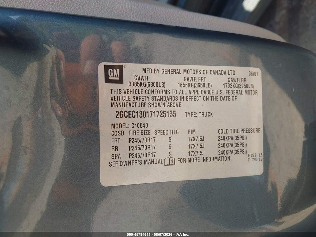 2GCEC130171725135 2007 CHEVROLET SILVERADO 1500 photo no. 9