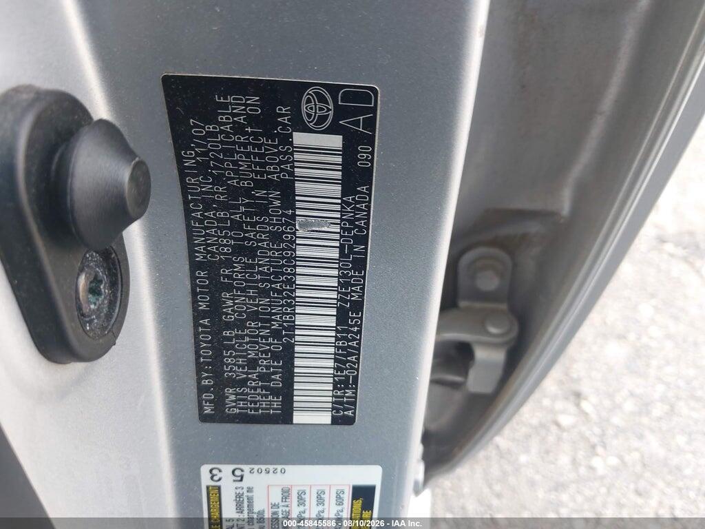 2T1BR32E38C929674 2008 TOYOTA COROLLA photo no. 9