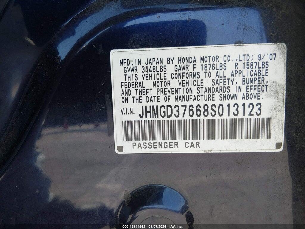 JHMGD37668S013123 2008 HONDA FIT photo no. 9