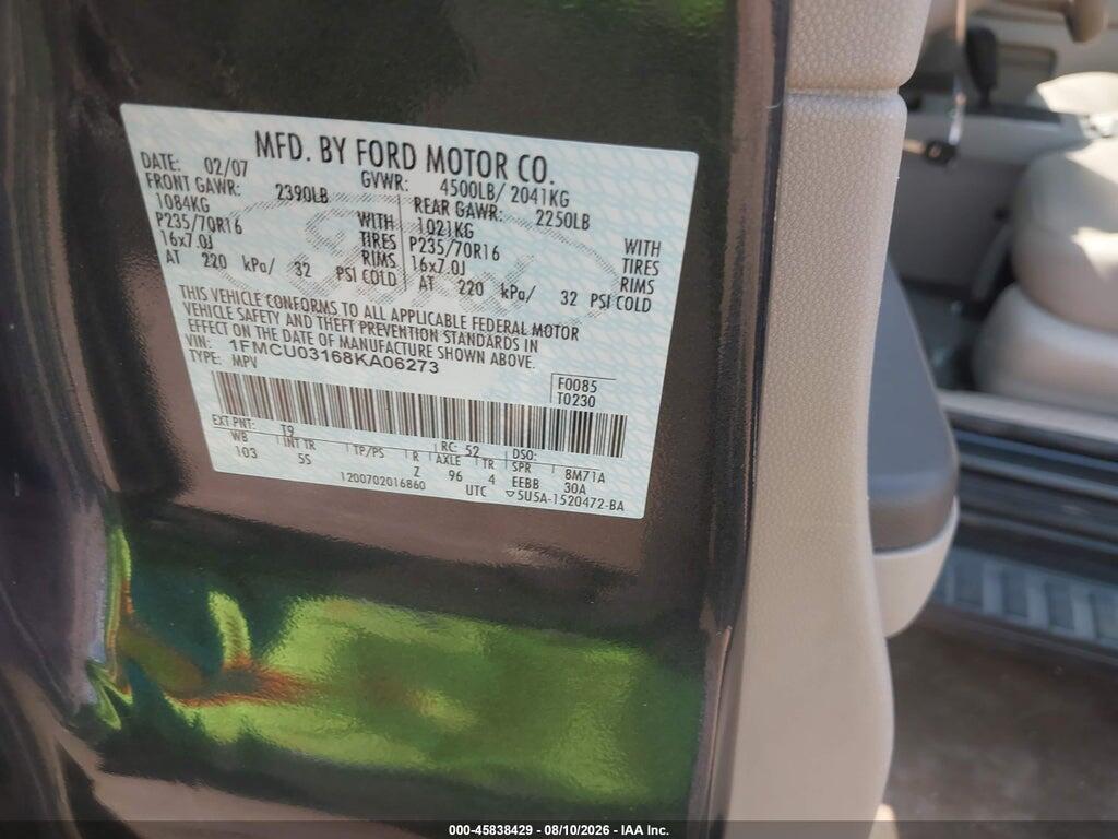 1FMCU03168KA06273 2008 FORD ESCAPE photo no. 9