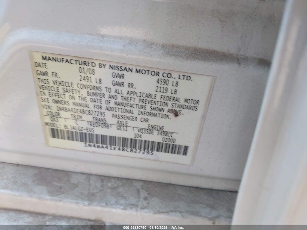 1N4BA41E48C827295 2008 NISSAN MAXIMA photo no. 9