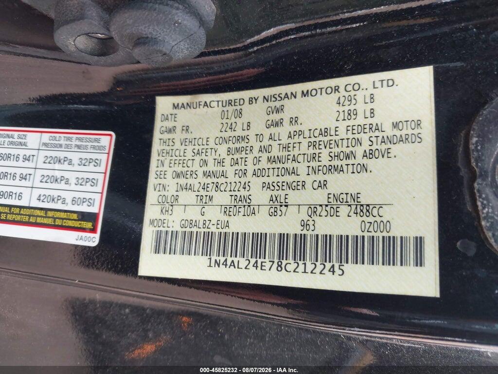 1N4AL24E78C212245 2008 NISSAN ALTIMA photo no. 9