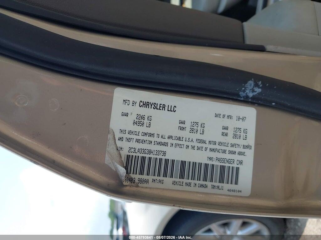 2C3LA33G38H133738 2008 CHRYSLER 300 photo no. 9