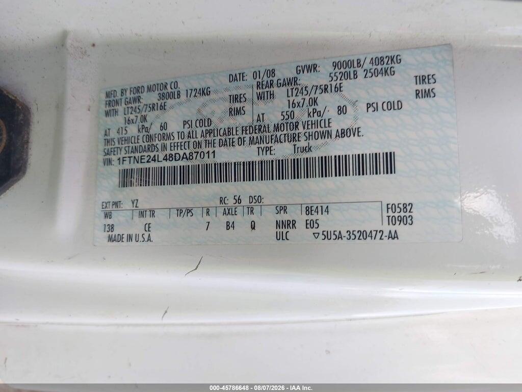 1FTNE24L48DA87011 2008 FORD E-250 photo no. 9