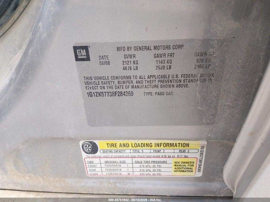 1G1ZK57738F284369 2008 CHEVROLET MALIBU photo no. 9