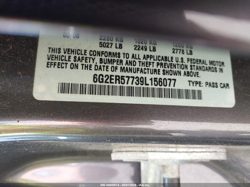 6G2ER57739L156077 2009 PONTIAC G8 photo no. 9