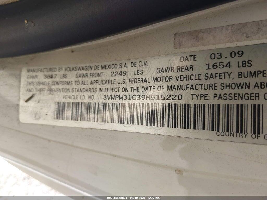 3VWPW31C39M515220 2009 VOLKSWAGEN NEW BEETLE photo no. 9