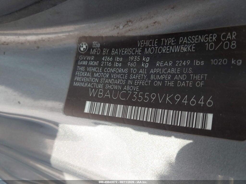 WBAUC73559VK94646 2009 BMW 135I photo no. 9