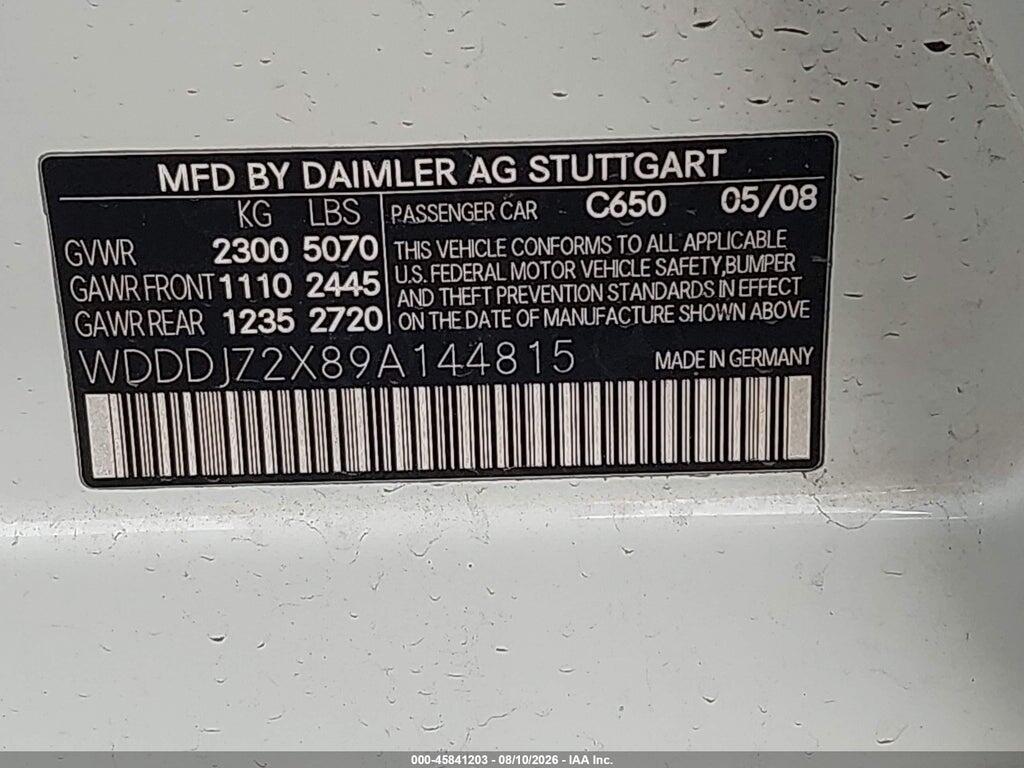 WDDDJ72X89A144815 2009 MERCEDES-BENZ CLS 550 photo no. 9