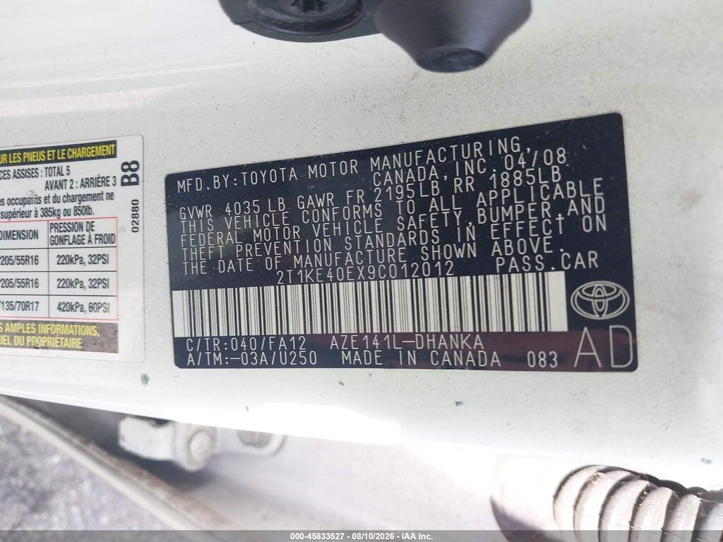 2T1KE40EX9C012012 2009 TOYOTA MATRIX photo no. 9