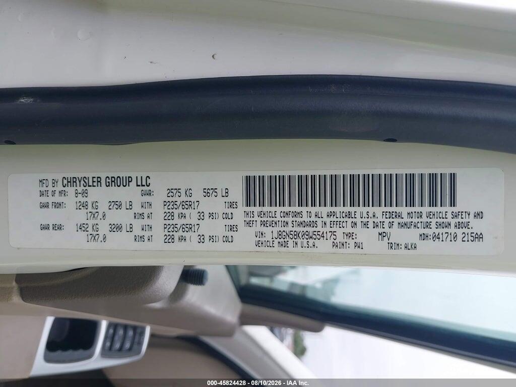 1J8GN58K09W554175 2009 JEEP LIBERTY photo no. 9