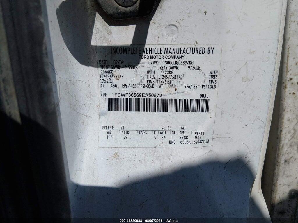 1FDWF36569EA50572 2009 FORD F-350 CHASSIS photo no. 8