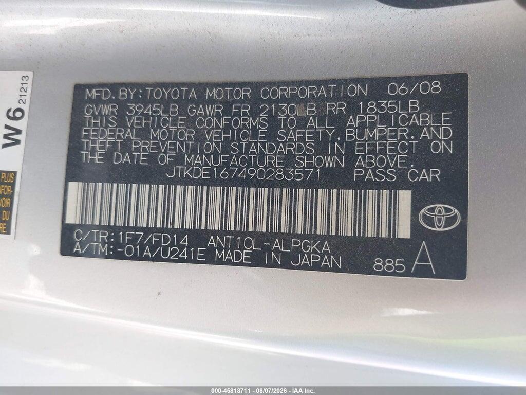 JTKDE167490283571 2009 SCION TC photo no. 9