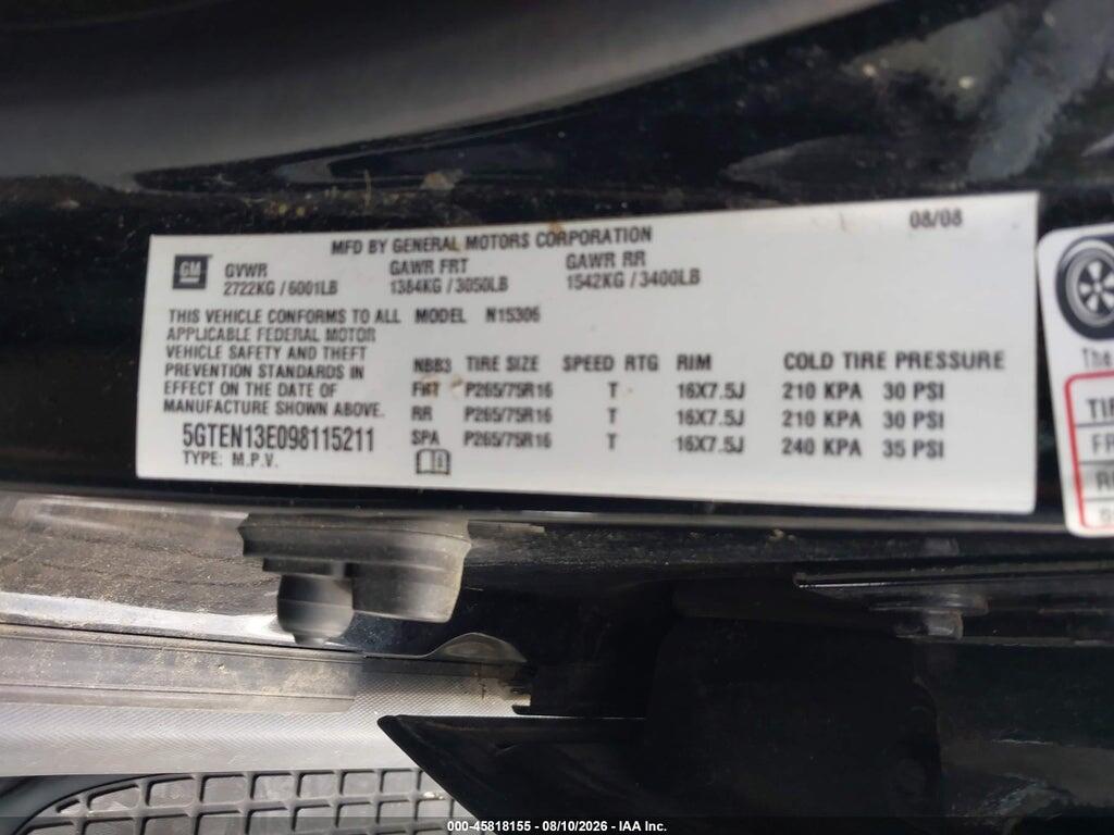 5GTEN13E098115211 2009 HUMMER H3 SUV photo no. 9