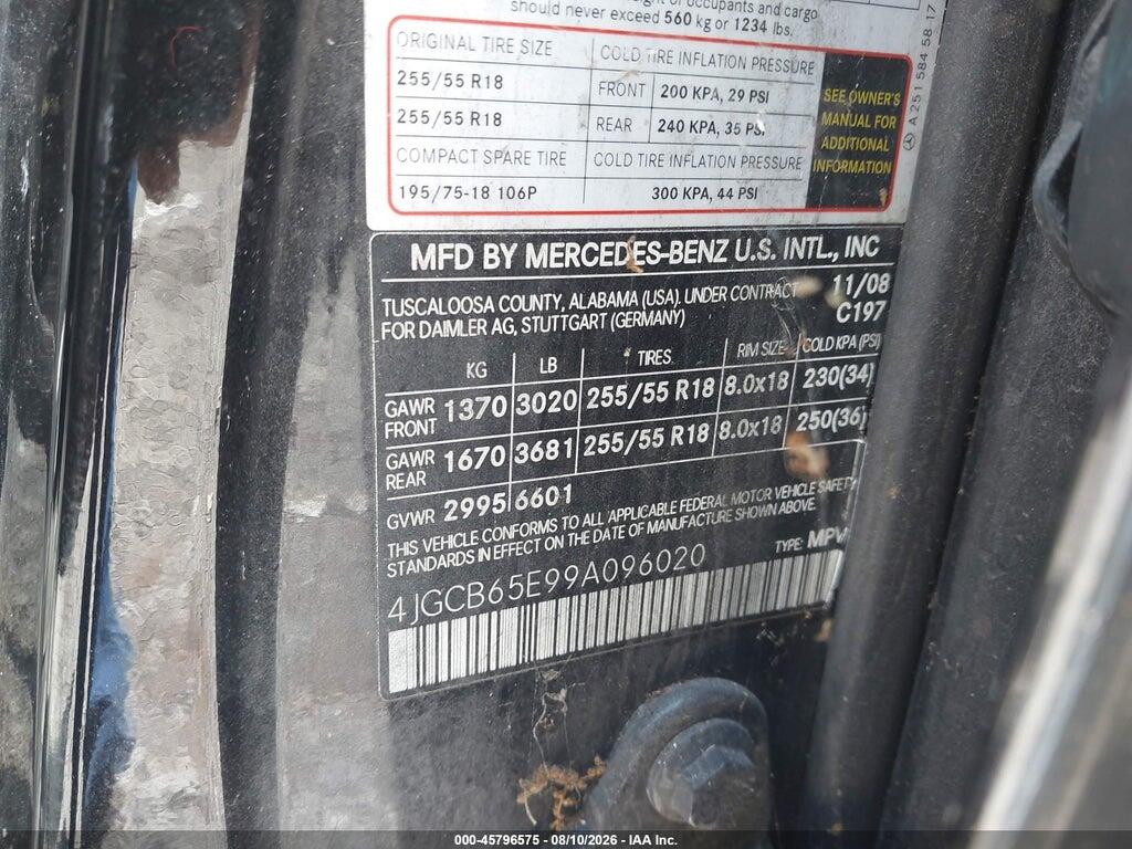 4JGCB65E99A096020 2009 MERCEDES-BENZ R 350 photo no. 9