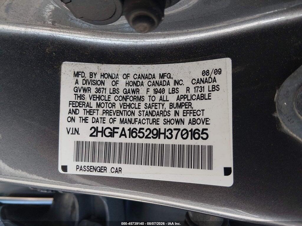 2HGFA16529H370165 2009 HONDA CIVIC photo no. 9