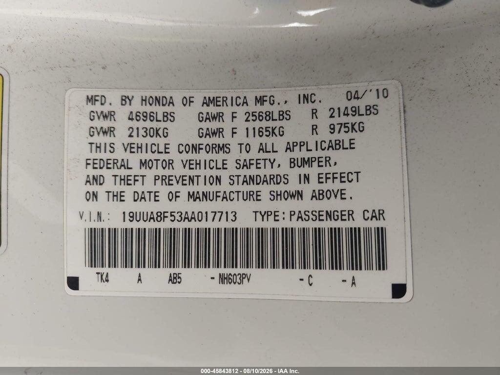 19UUA8F53AA017713 2010 ACURA TL photo no. 9