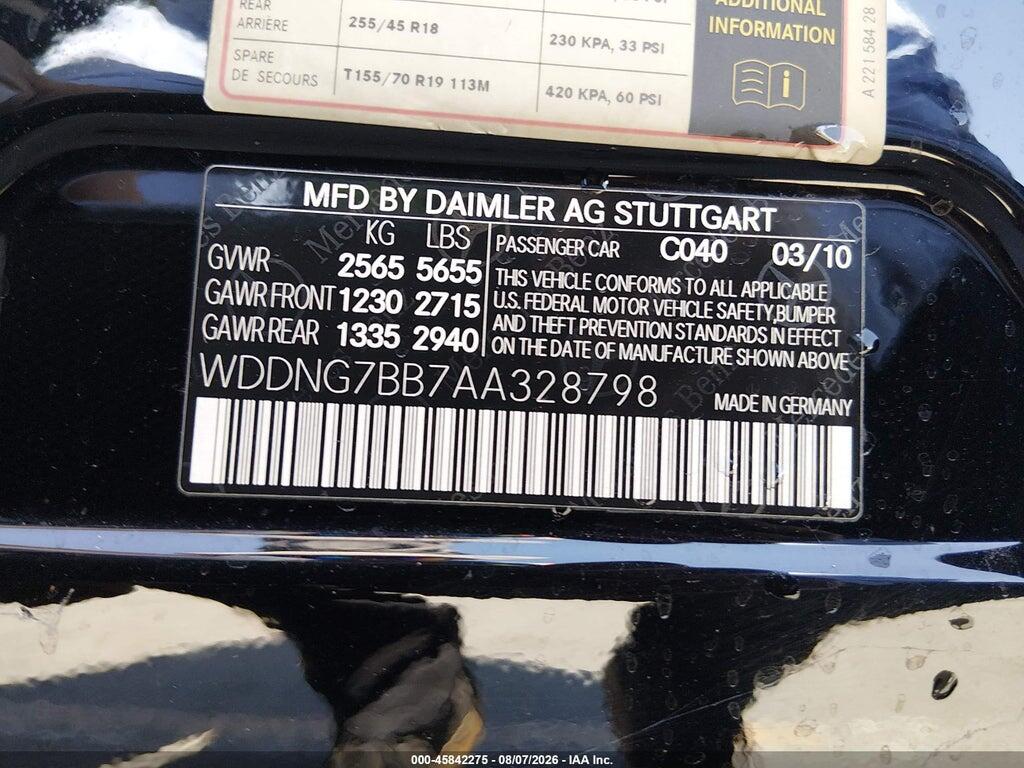 WDDNG7BB7AA328798 2010 MERCEDES-BENZ S 550 photo no. 9