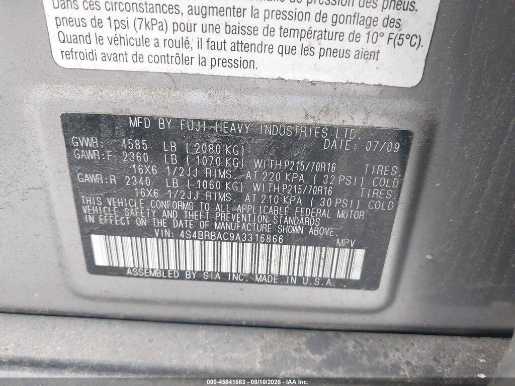 4S4BRBAC9A3316866 2010 SUBARU OUTBACK photo no. 9