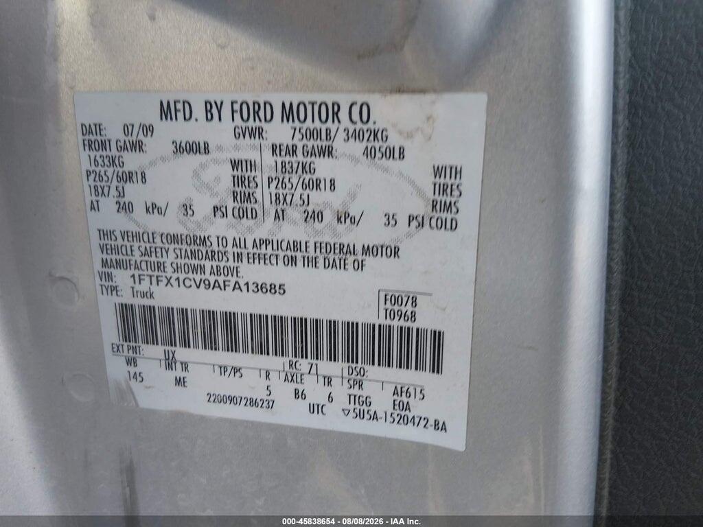 1FTFX1CV9AFA13685 2010 FORD F-150 photo no. 9