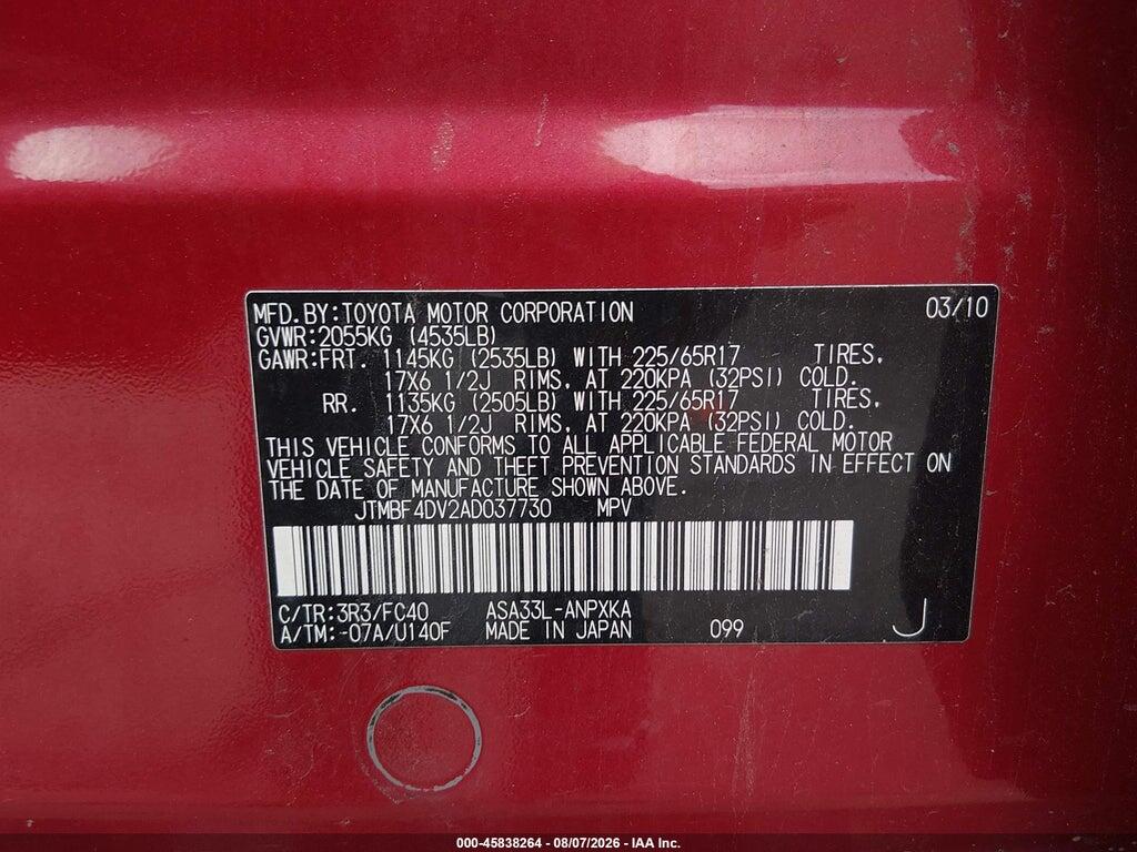 JTMBF4DV2AD037730 2010 TOYOTA RAV4 photo no. 9