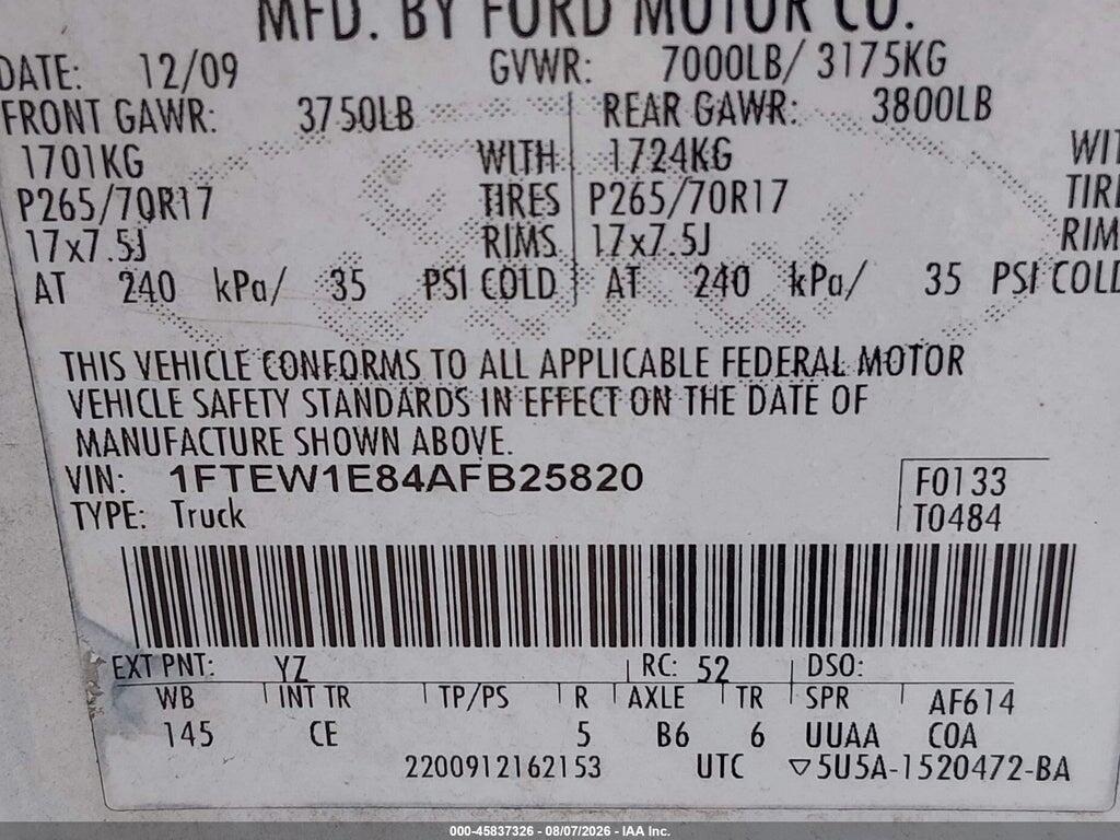 1FTEW1E84AFB25820 2010 FORD F-150 photo no. 9