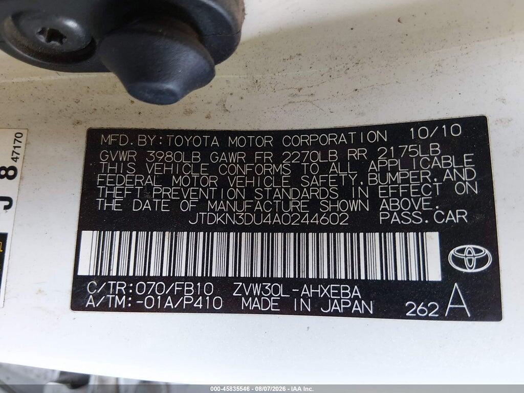 JTDKN3DU4A0244602 2010 TOYOTA PRIUS photo no. 9