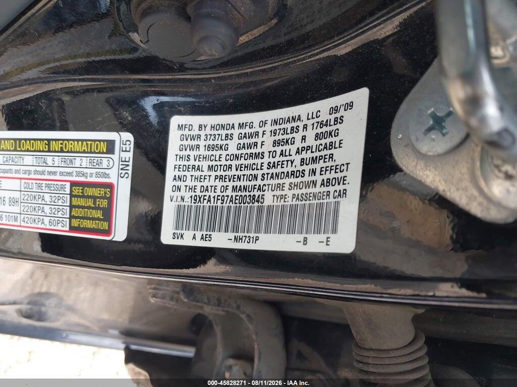 19XFA1F97AE003845 2010 HONDA CIVIC photo no. 9