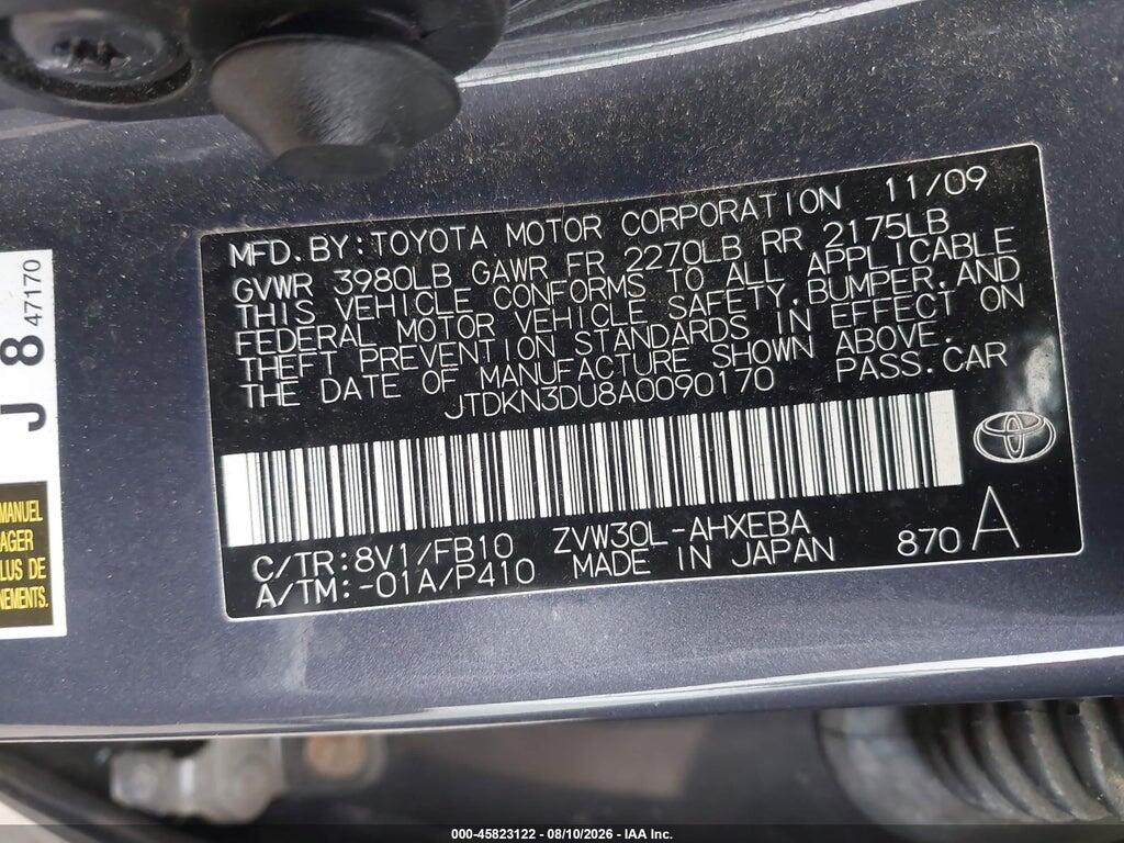 JTDKN3DU8A0090170 2010 TOYOTA PRIUS photo no. 9