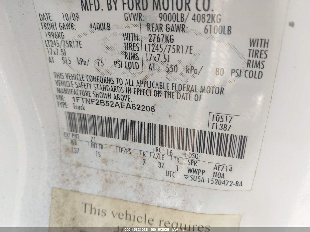 1FTNF2B52AEA62206 2010 FORD SUPER DUTY F-250 SRW photo no. 9