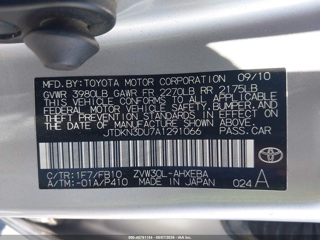 JTDKN3DU7A1291066 2010 TOYOTA PRIUS photo no. 9