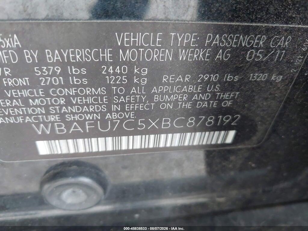 WBAFU7C5XBC878192 2011 BMW 535I photo no. 9
