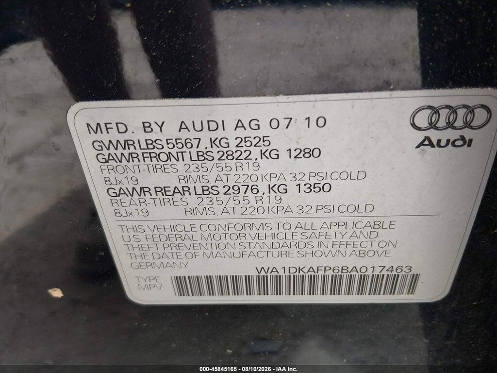 WA1DKAFP6BA017463 2011 AUDI Q5 photo no. 9