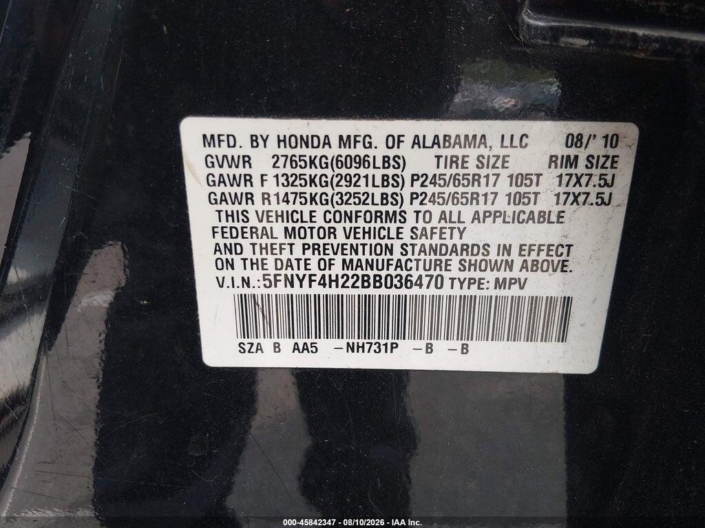 5FNYF4H22BB036470 2011 HONDA PILOT photo no. 9