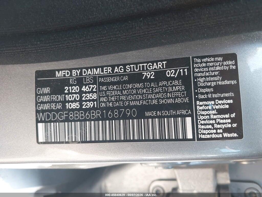 WDDGF8BB6BR168790 2011 MERCEDES-BENZ C 300 photo no. 9