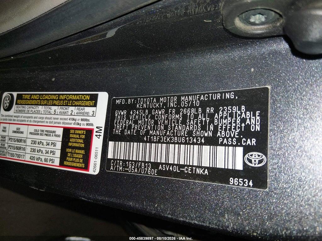 4T1BF3EK3BU613434 2011 TOYOTA CAMRY photo no. 9
