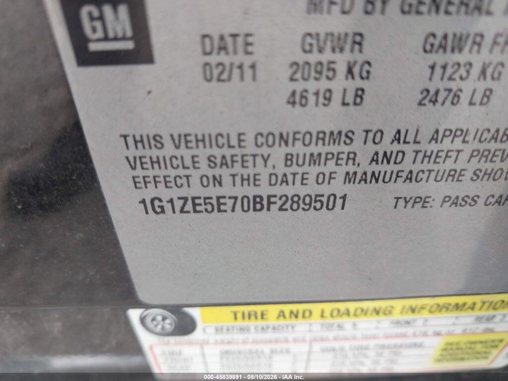 1G1ZE5E70BF289501 2011 CHEVROLET MALIBU photo no. 9