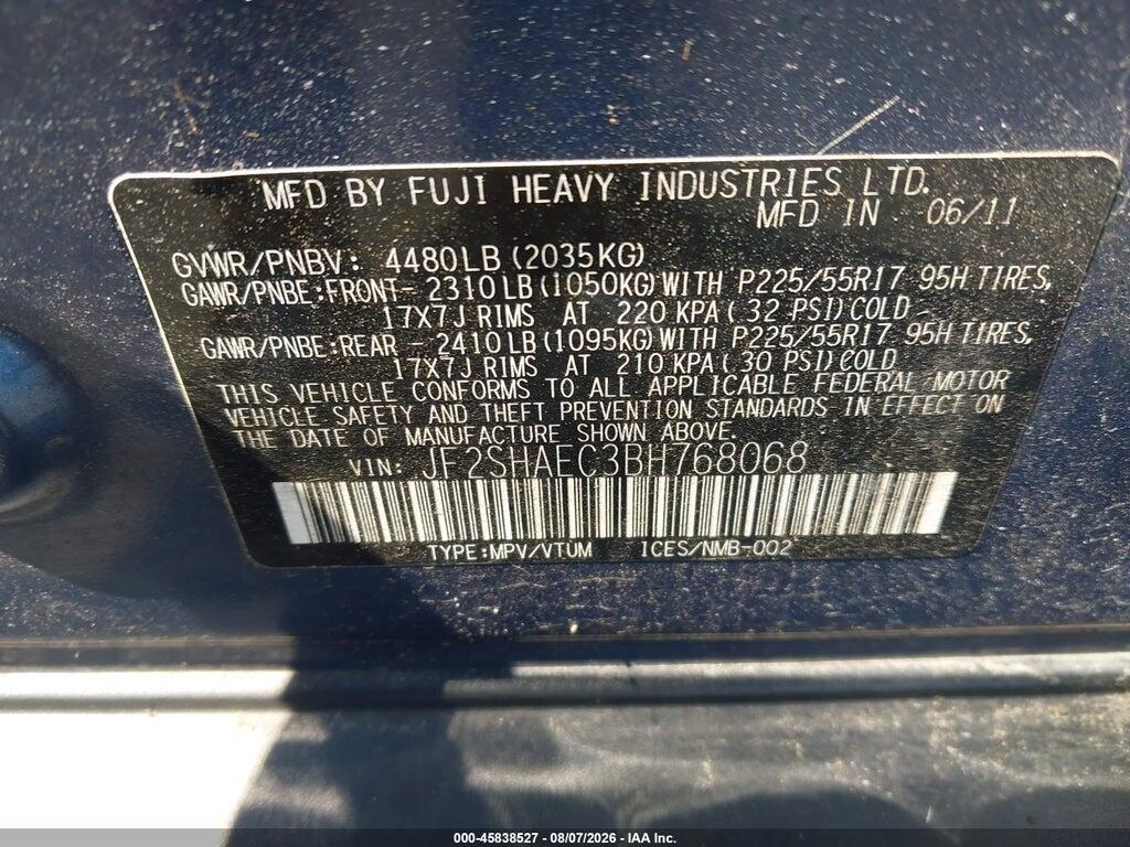 JF2SHAEC3BH768068 2011 SUBARU FORESTER photo no. 9