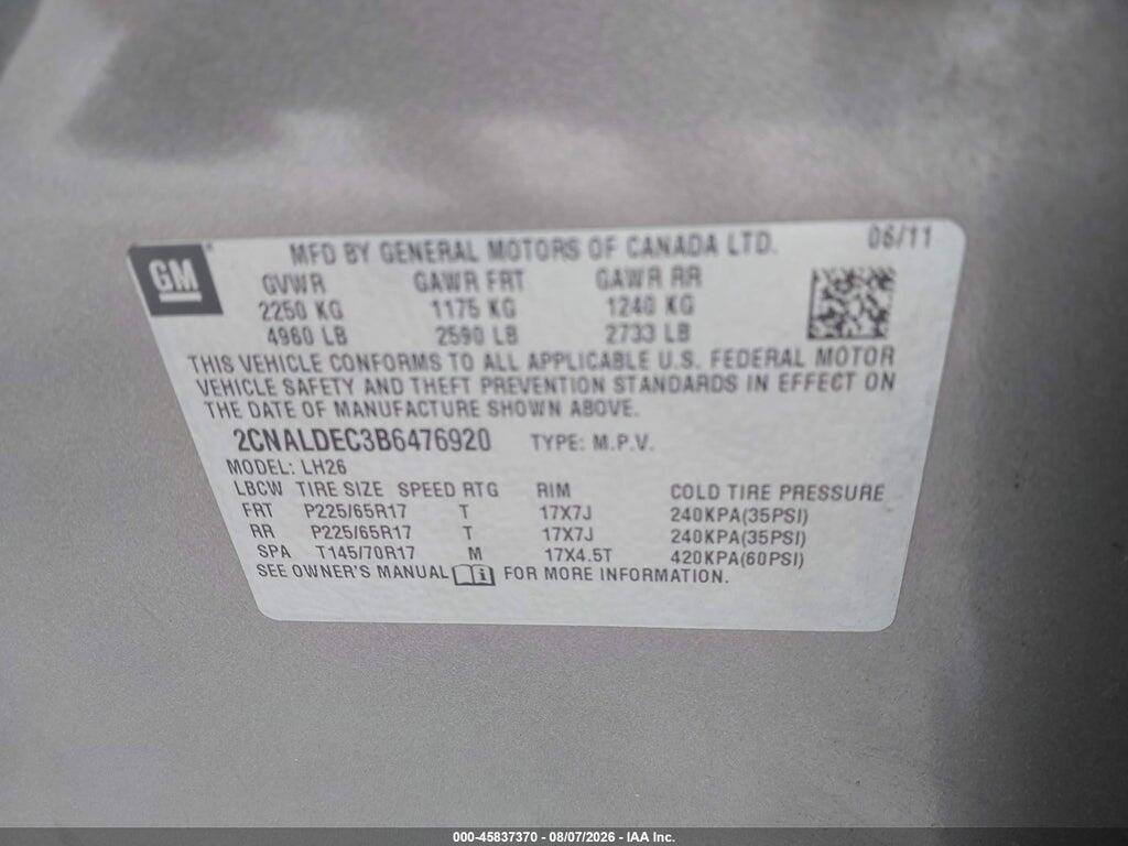 2CNALDEC3B6476920 2011 CHEVROLET EQUINOX photo no. 9