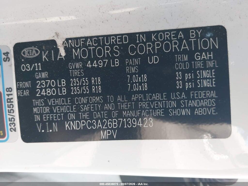 KNDPC3A26B7139423 2011 KIA SPORTAGE photo no. 9