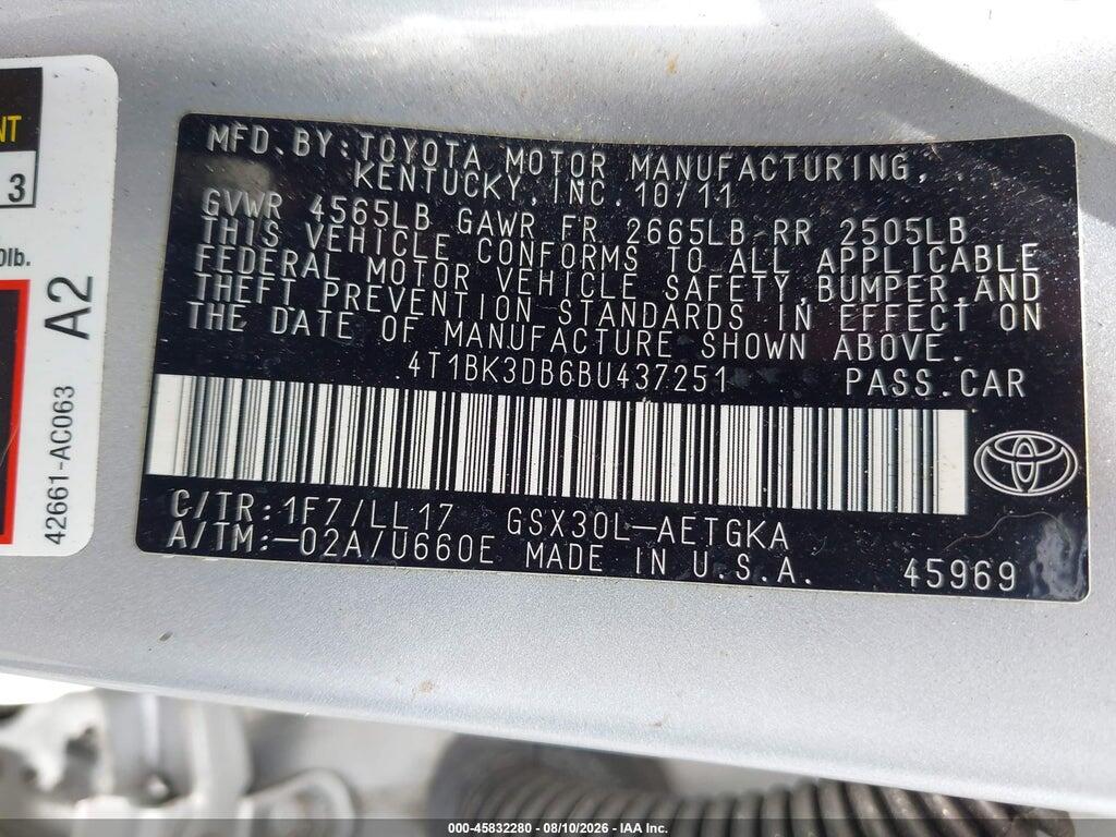 4T1BK3DB6BU437251 2011 TOYOTA AVALON photo no. 9