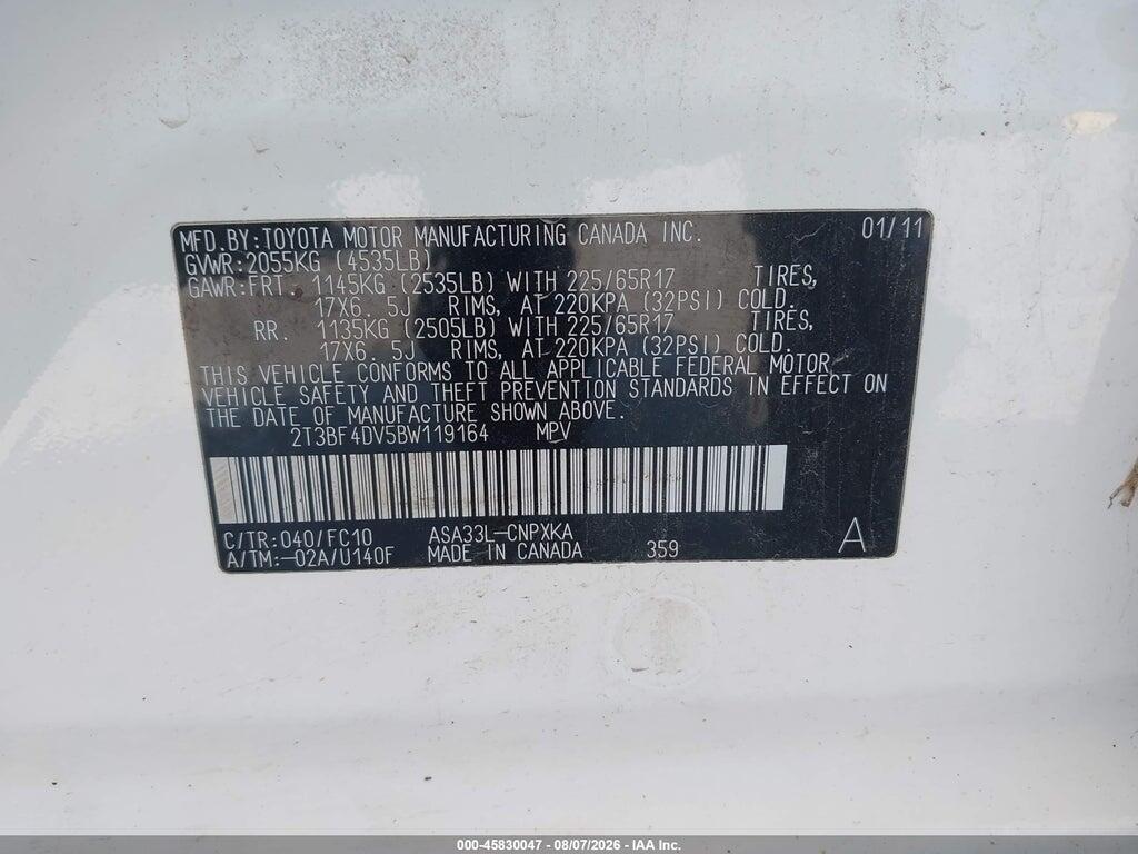 2T3BF4DV5BW119164 2011 TOYOTA RAV4 photo no. 9