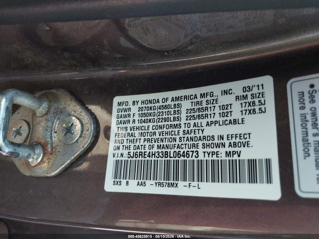 5J6RE4H33BL064673 2011 HONDA CR-V photo no. 9