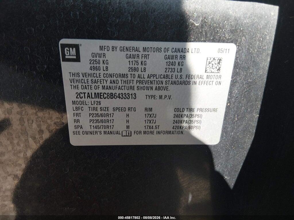 2CTALMEC8B6433313 2011 GMC TERRAIN photo no. 9