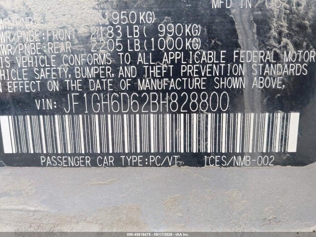 JF1GH6D62BH828800 2011 SUBARU IMPREZA OUTBACK SPORT photo no. 9
