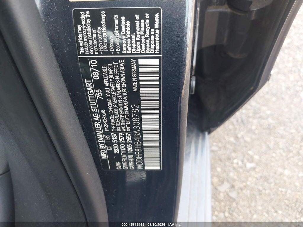 WDDHF8HB4BA308782 2011 MERCEDES-BENZ E 350 photo no. 9