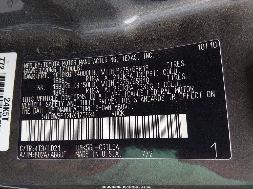 5TFBW5F13BX170934 2011 TOYOTA TUNDRA photo no. 9