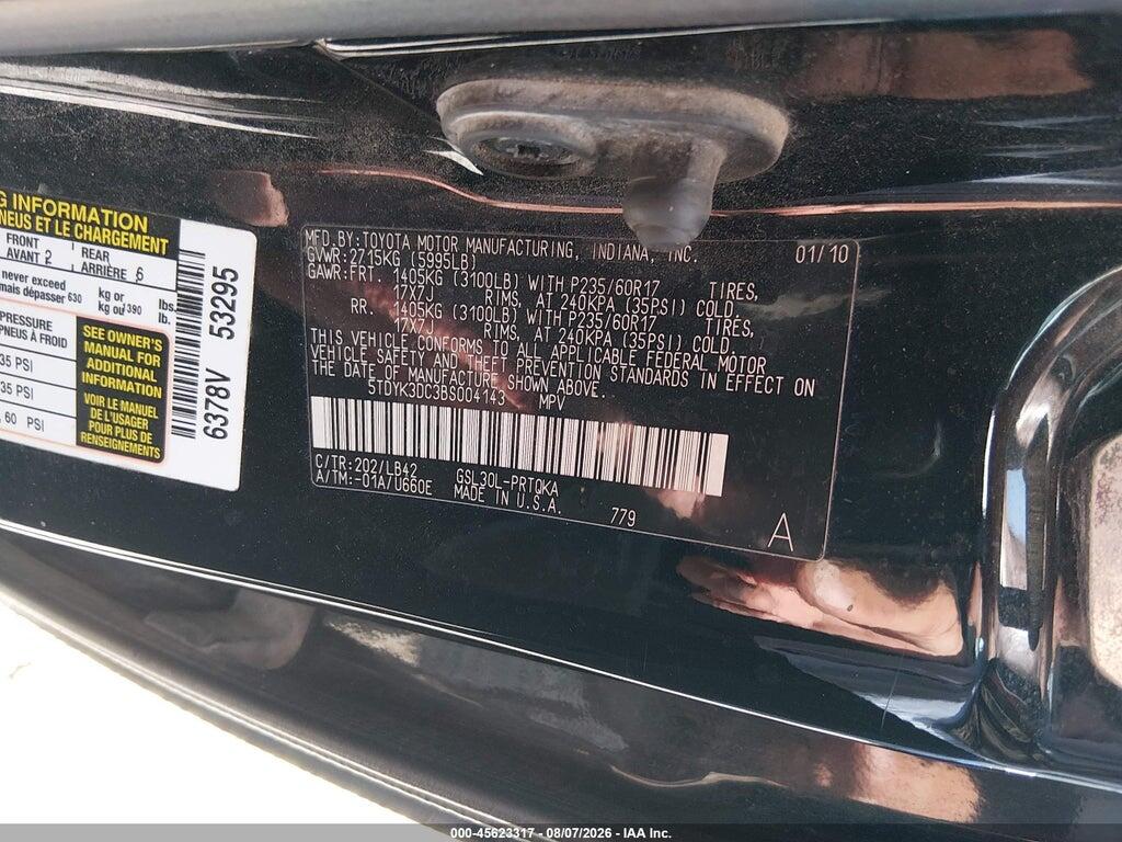 5TDYK3DC3BS004143 2011 TOYOTA SIENNA photo no. 9