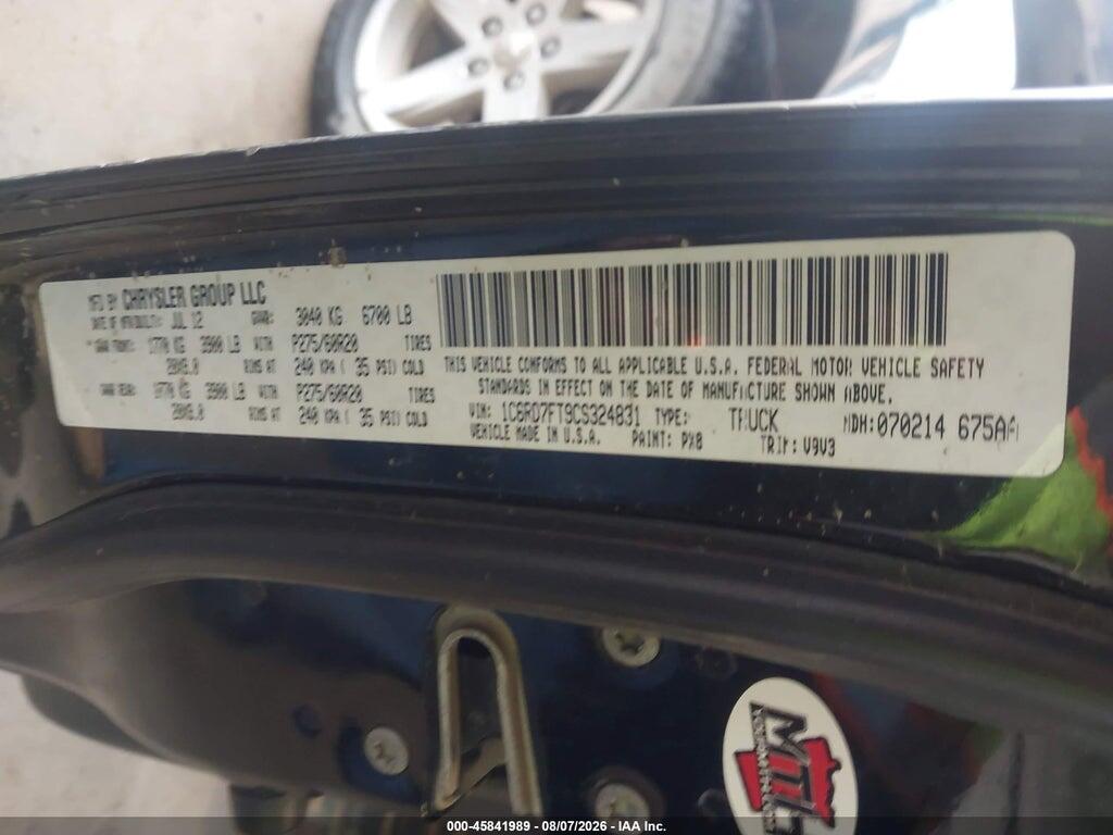1C6RD7FT9CS324831 2012 RAM 1500 photo no. 9