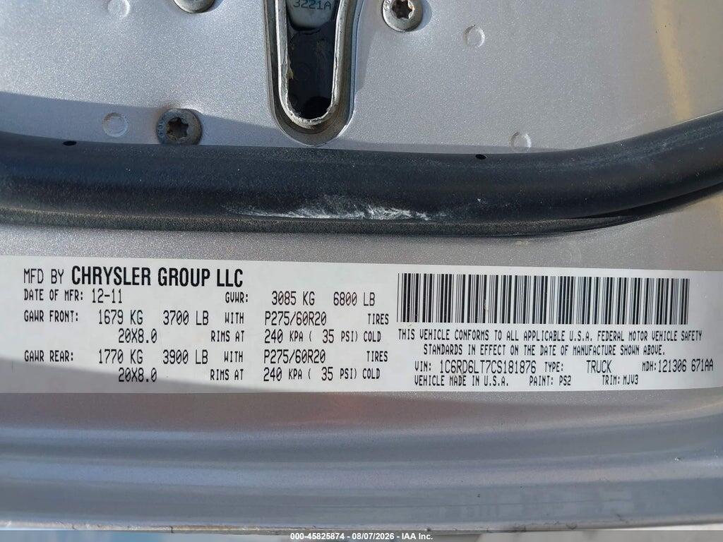 1C6RD6LT7CS181876 2012 RAM 1500 photo no. 9